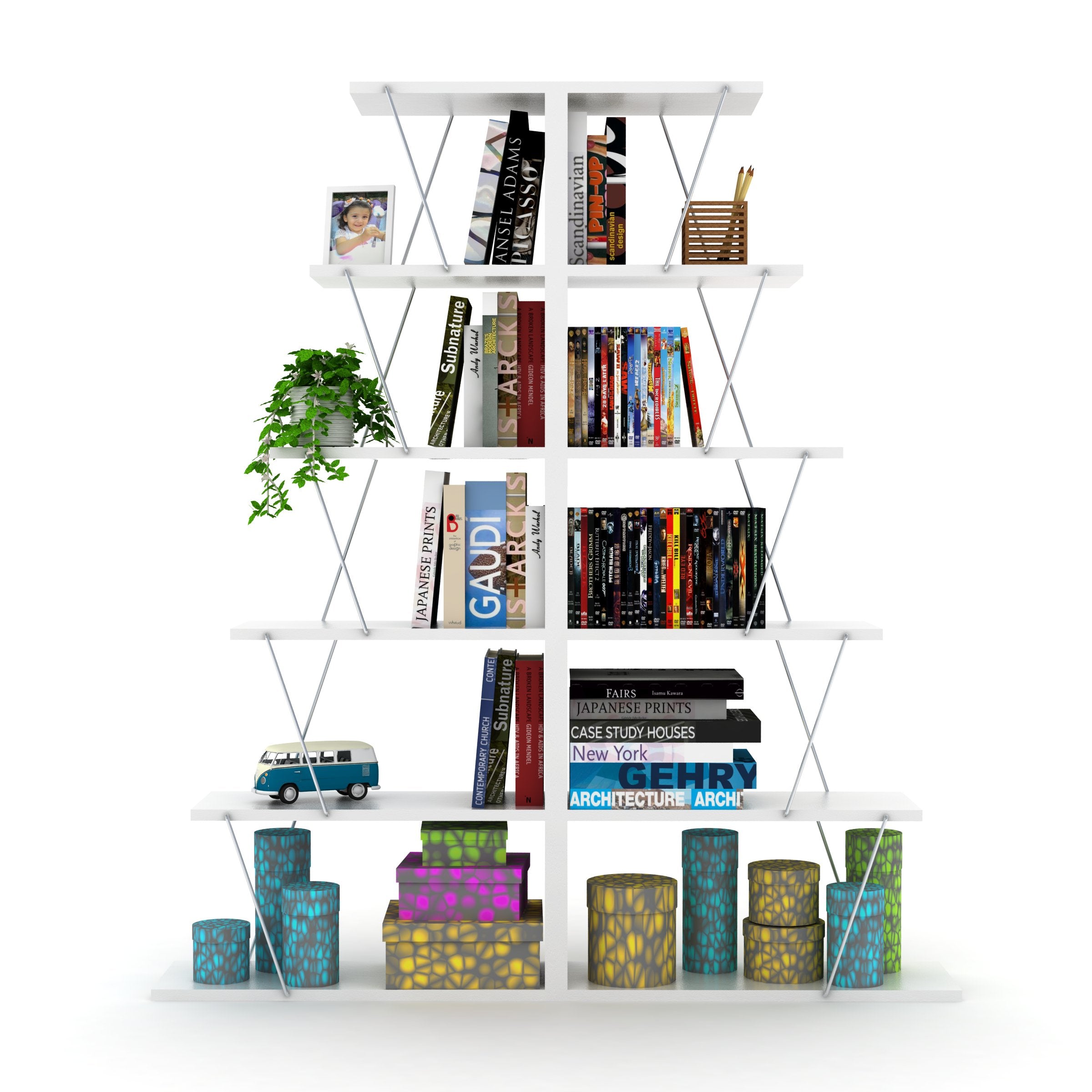 Home Canvas Furniture Trading LLC.Tars Mini Book Shelf - Walnut/Yellow Bookcase 