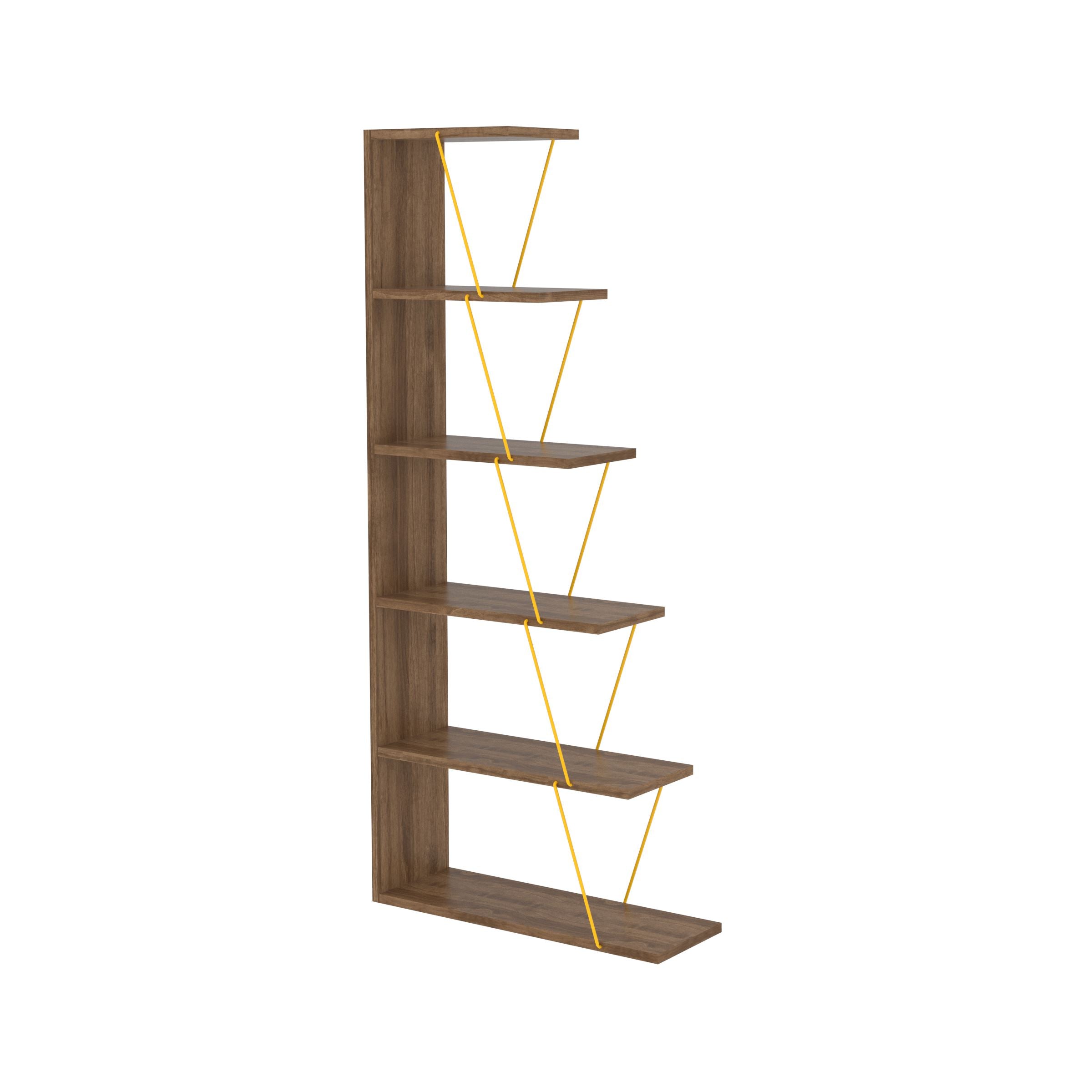 Home Canvas Furniture Trading LLC.Tars Mini Book Shelf - Walnut/Yellow Bookcase 