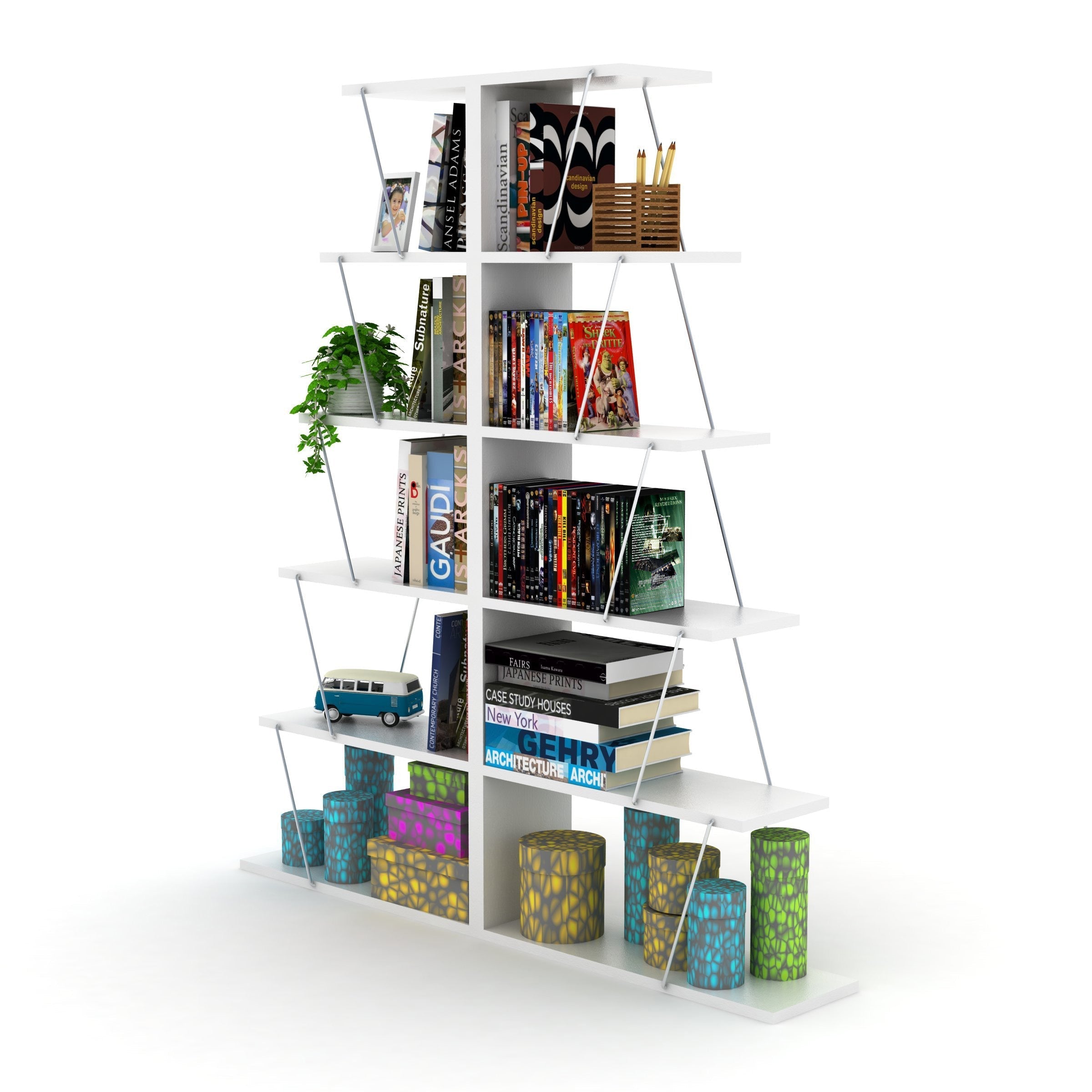 Home Canvas Furniture Trading LLC.Tars Mini Book Shelf - Walnut/Yellow Bookcase 