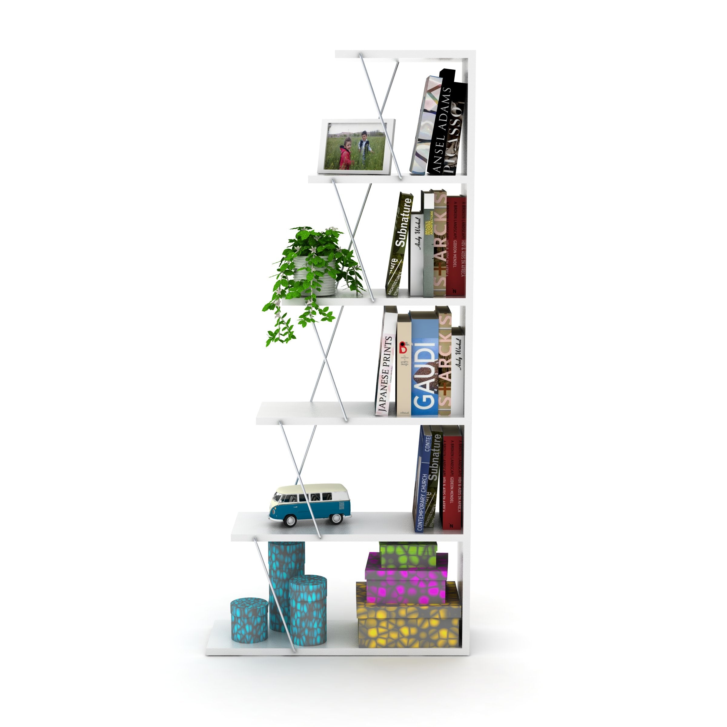 Home Canvas Furniture Trading LLC.Tars Mini Book Shelf - Walnut/Yellow Bookcase 