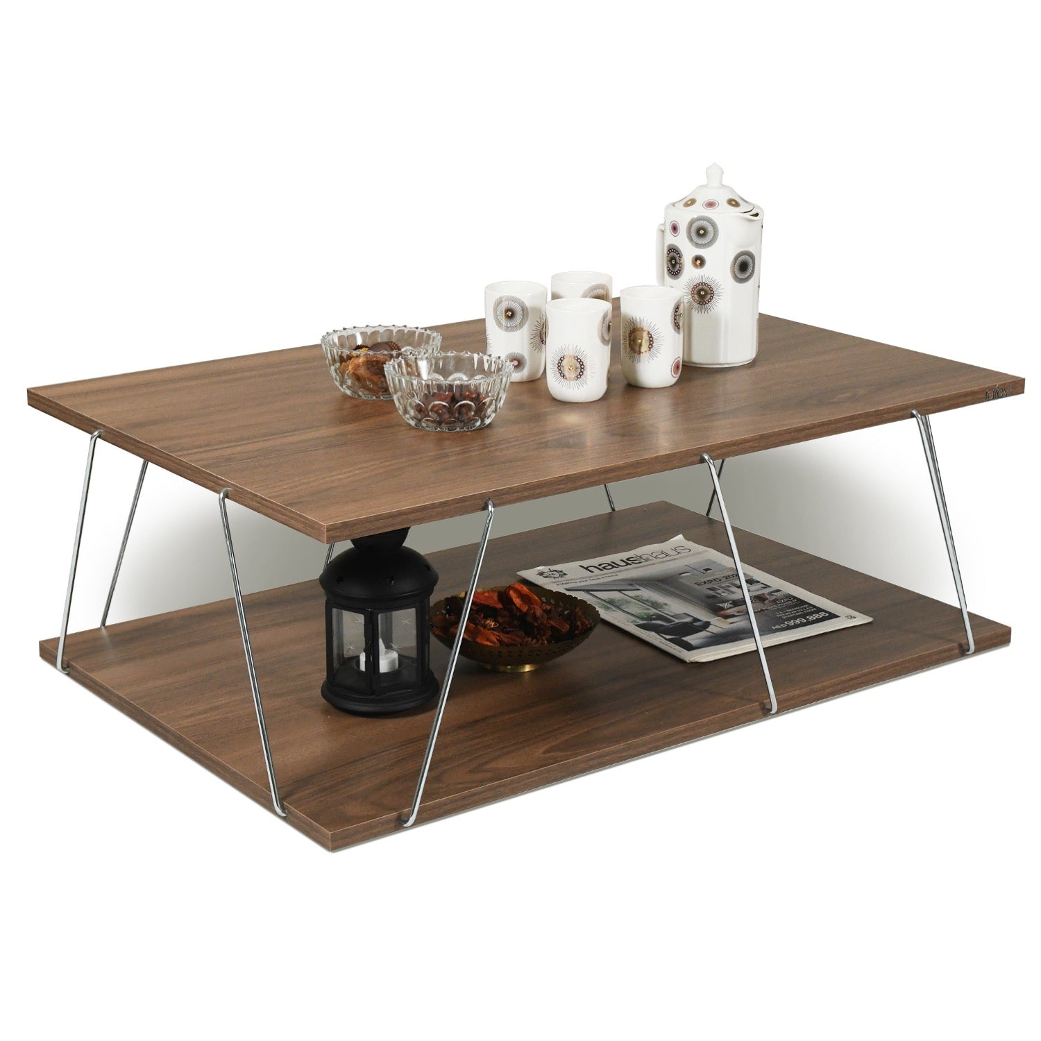 Home Canvas Furniture Trading LLC.Tars Modern Coffee Table Walnut-Chrome Coffee Tables 