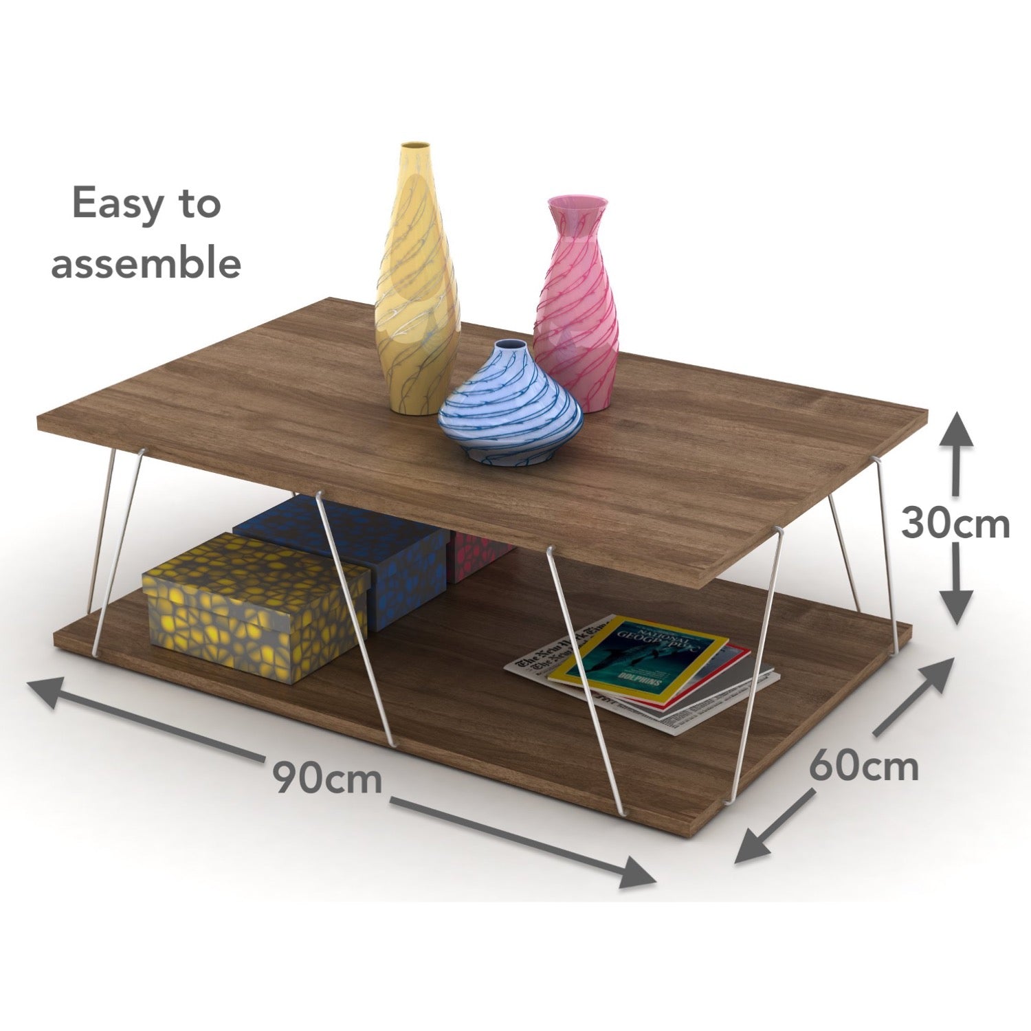 Home Canvas Furniture Trading LLC.Tars Modern Coffee Table Walnut-Chrome Coffee Tables 