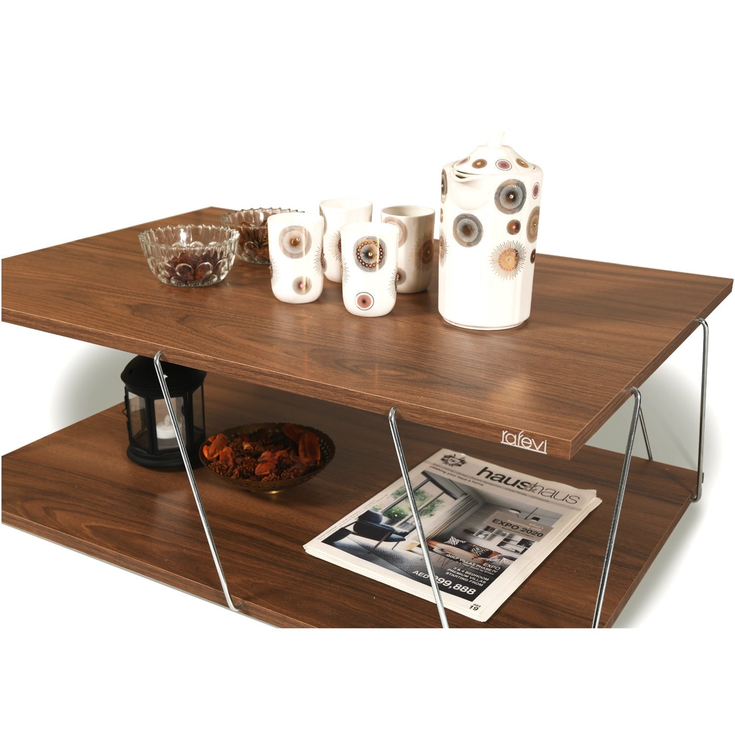 Home Canvas Furniture Trading LLC.Tars Modern Coffee Table Walnut-Chrome Coffee Tables 