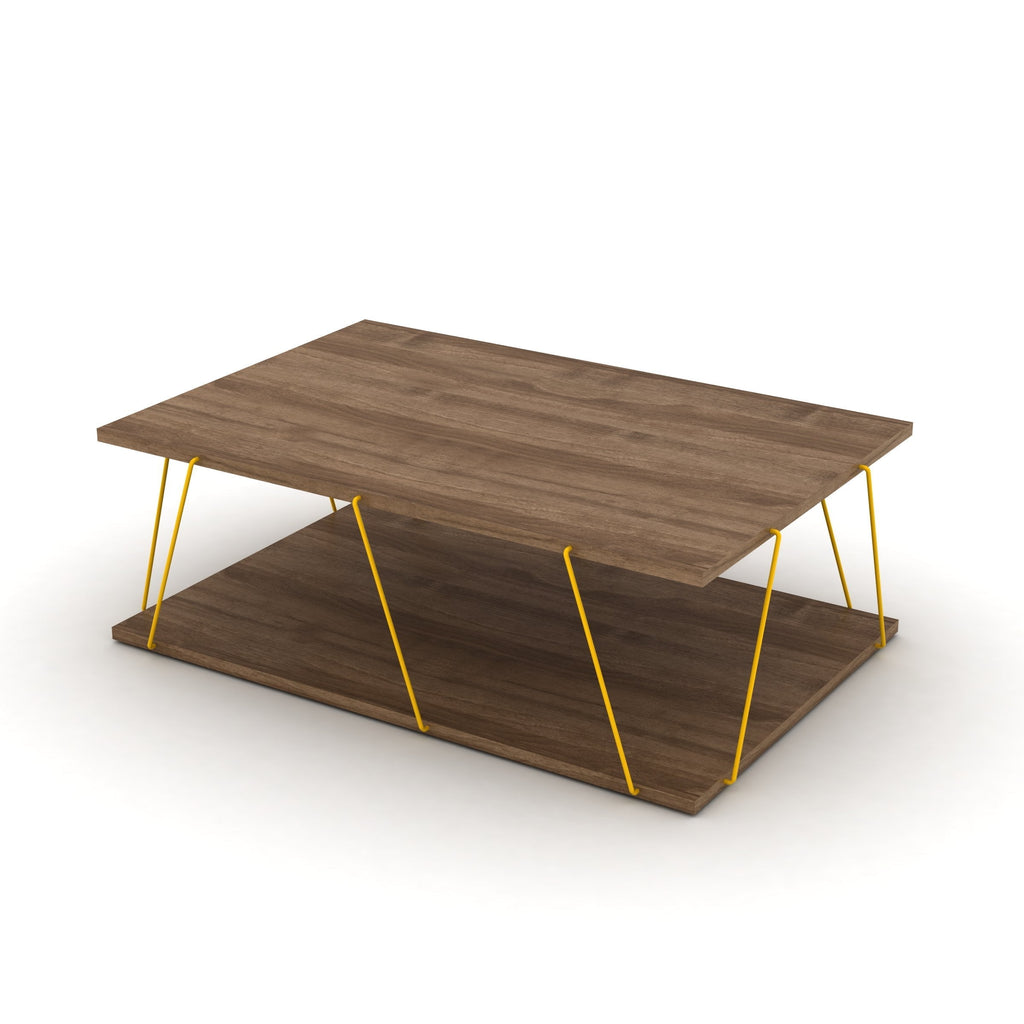 Home Canvas Furniture Trading LLC.Tars Modern Coffee Table Walnut-Chrome Coffee Tables Walnut-Yellow 