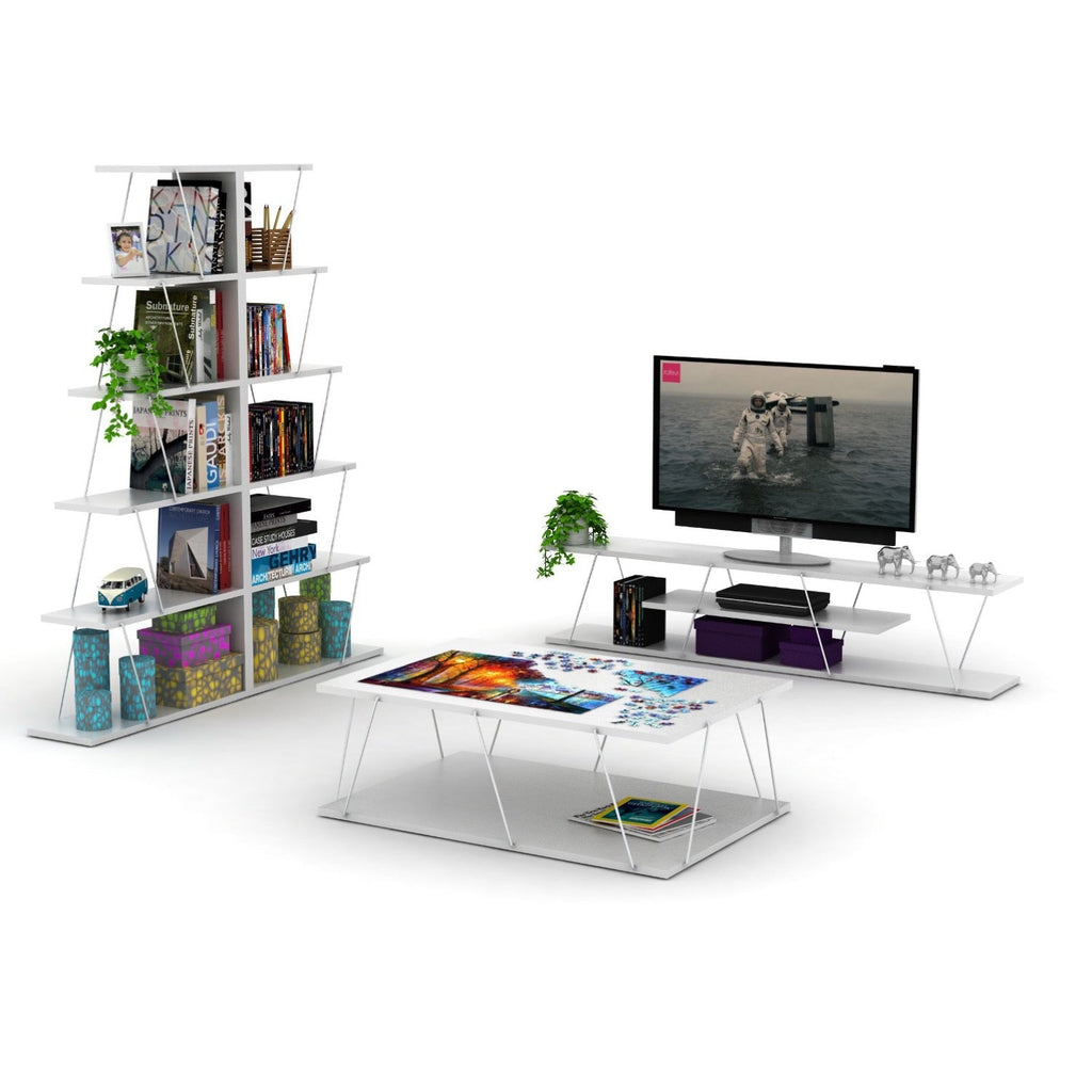 Home Canvas Furniture Trading LLC.Tars Modern Coffee Table White-Chrome Coffee Tables 