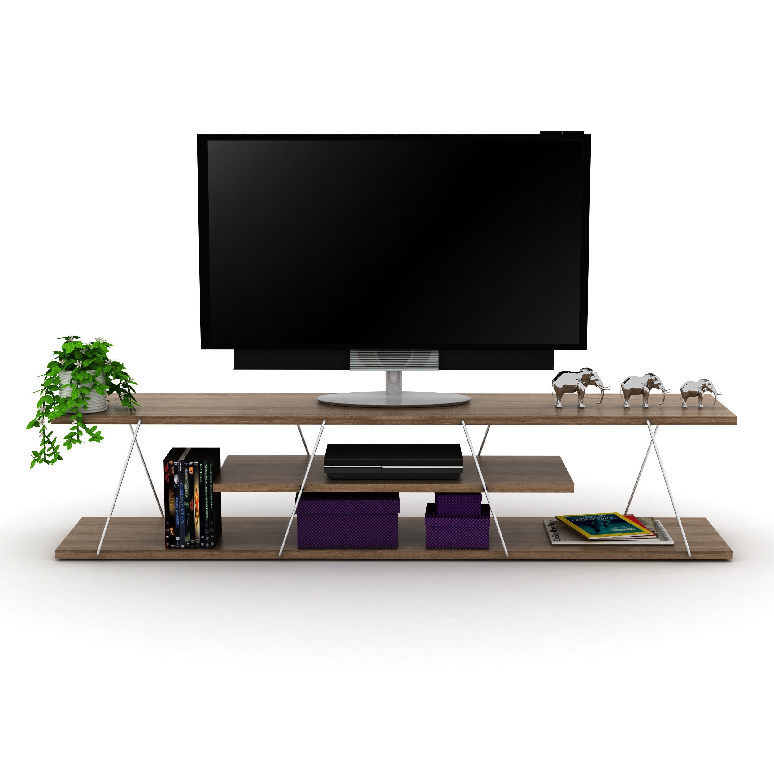 Home Canvas Furniture Trading LLC.Tars TV Unit - Walnut/Chrome TV units 