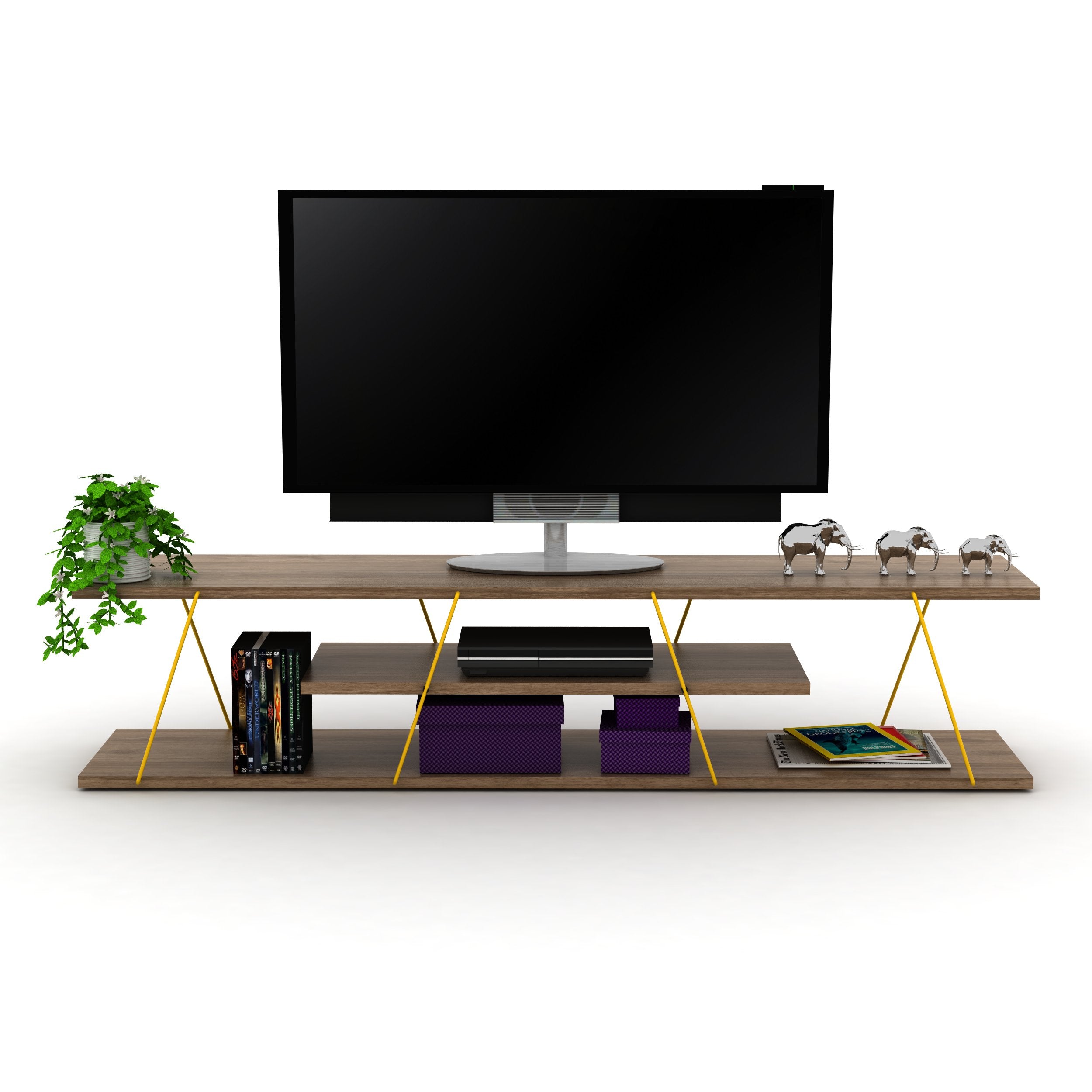 Home Canvas Furniture Trading LLC.Tars TV Unit - Walnut/Yellow TV units 