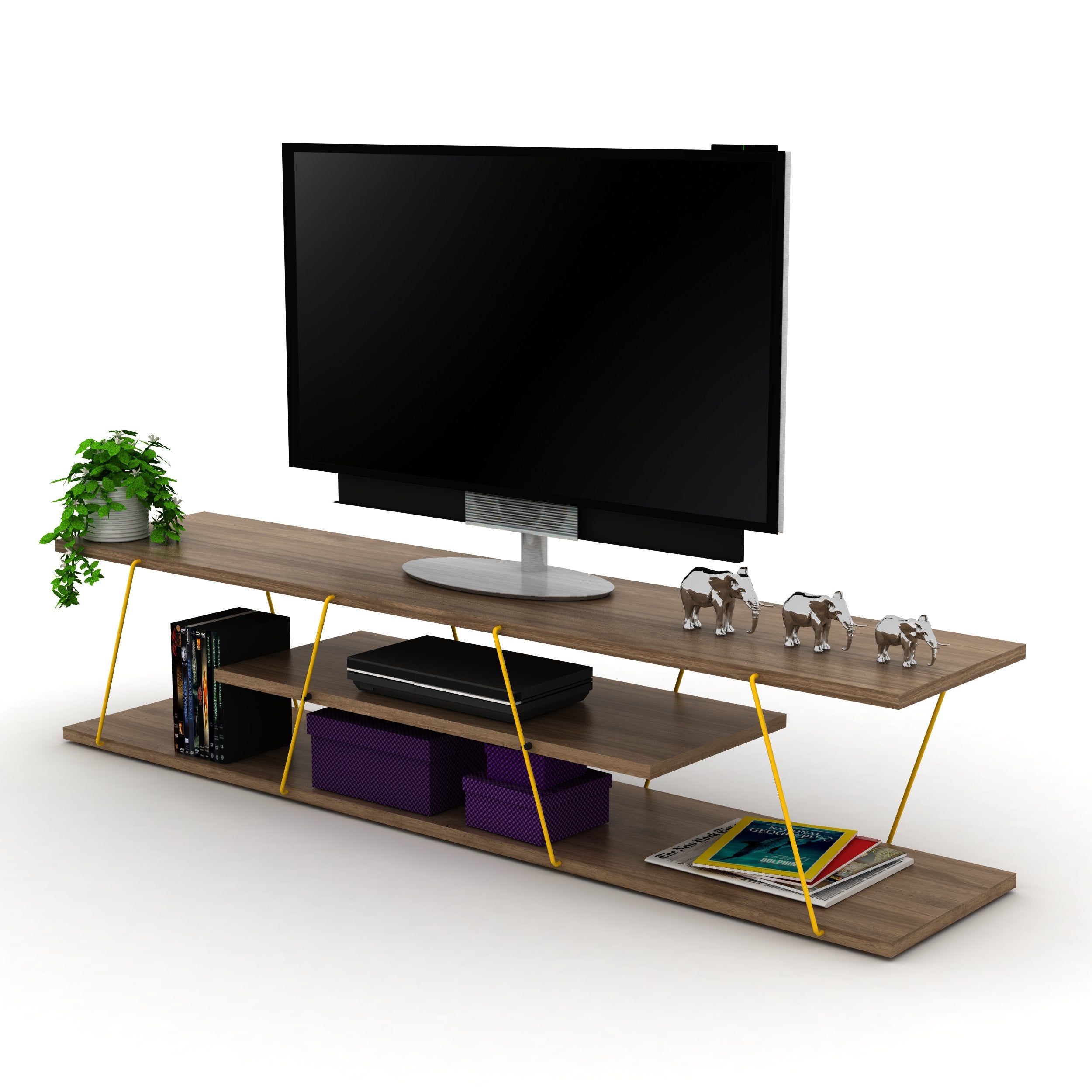 Home Canvas Furniture Trading LLC.Tars TV Unit - Walnut/Yellow TV units 