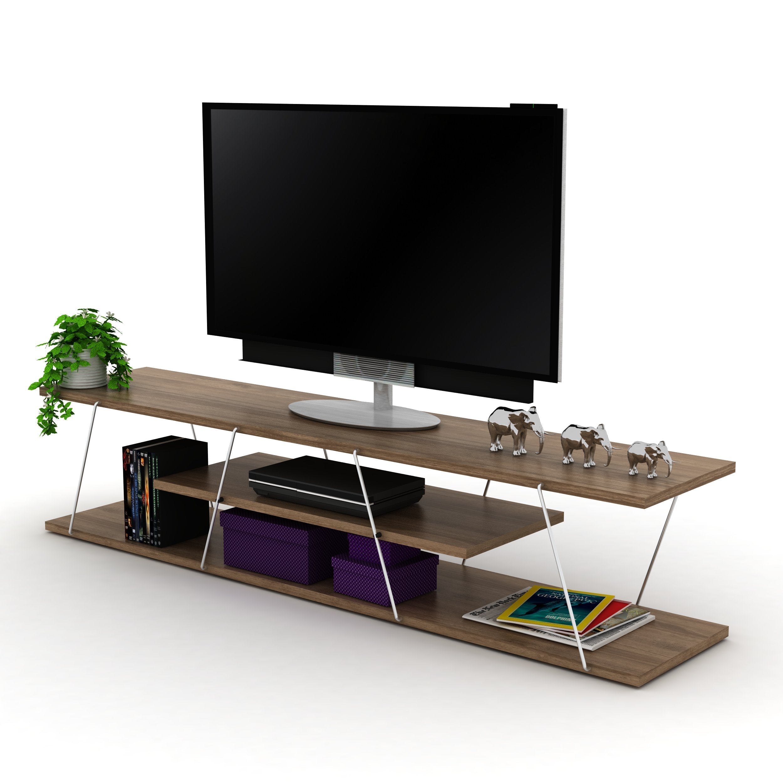Home Canvas Furniture Trading LLC.Tars TV Unit - Walnut/Yellow TV units Walnut/Chrome 