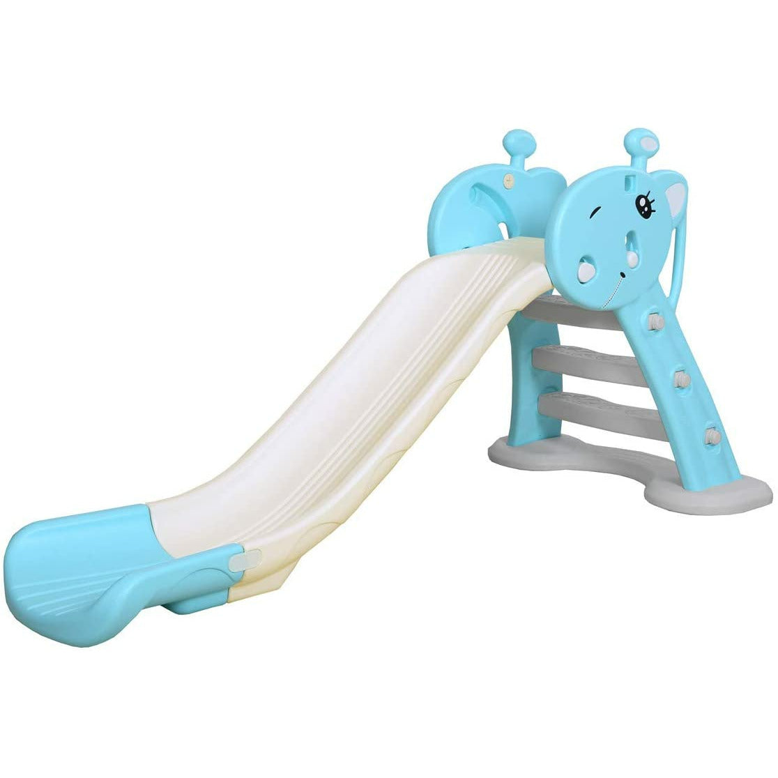 Home Canvas Furniture Trading LLC.Toddler Backyard Climber Play Plastic Slide with Basketball Hoop Blue Playset 
