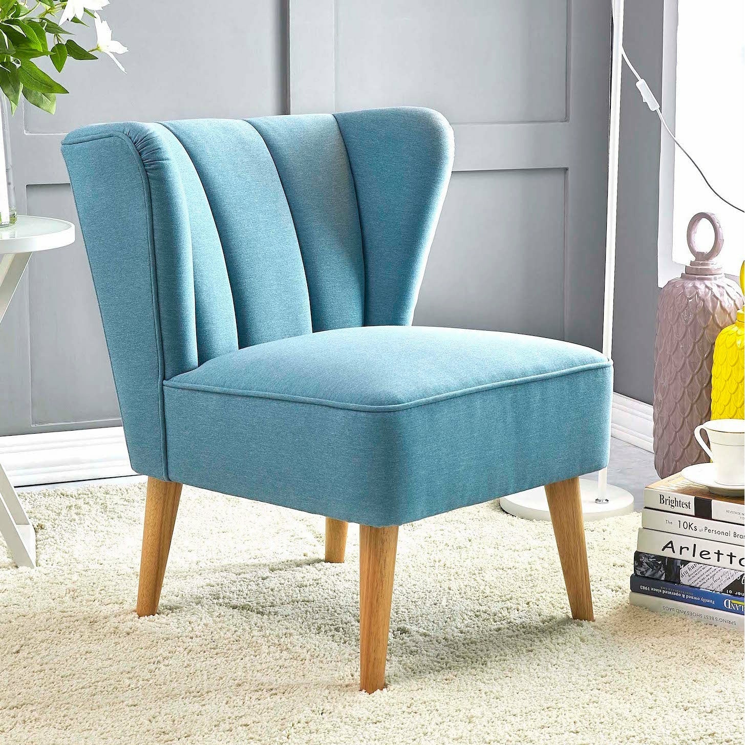 Home Canvas Furniture Trading LLC.TULIP Wingback Chair -Brown Accent Chair Blue 