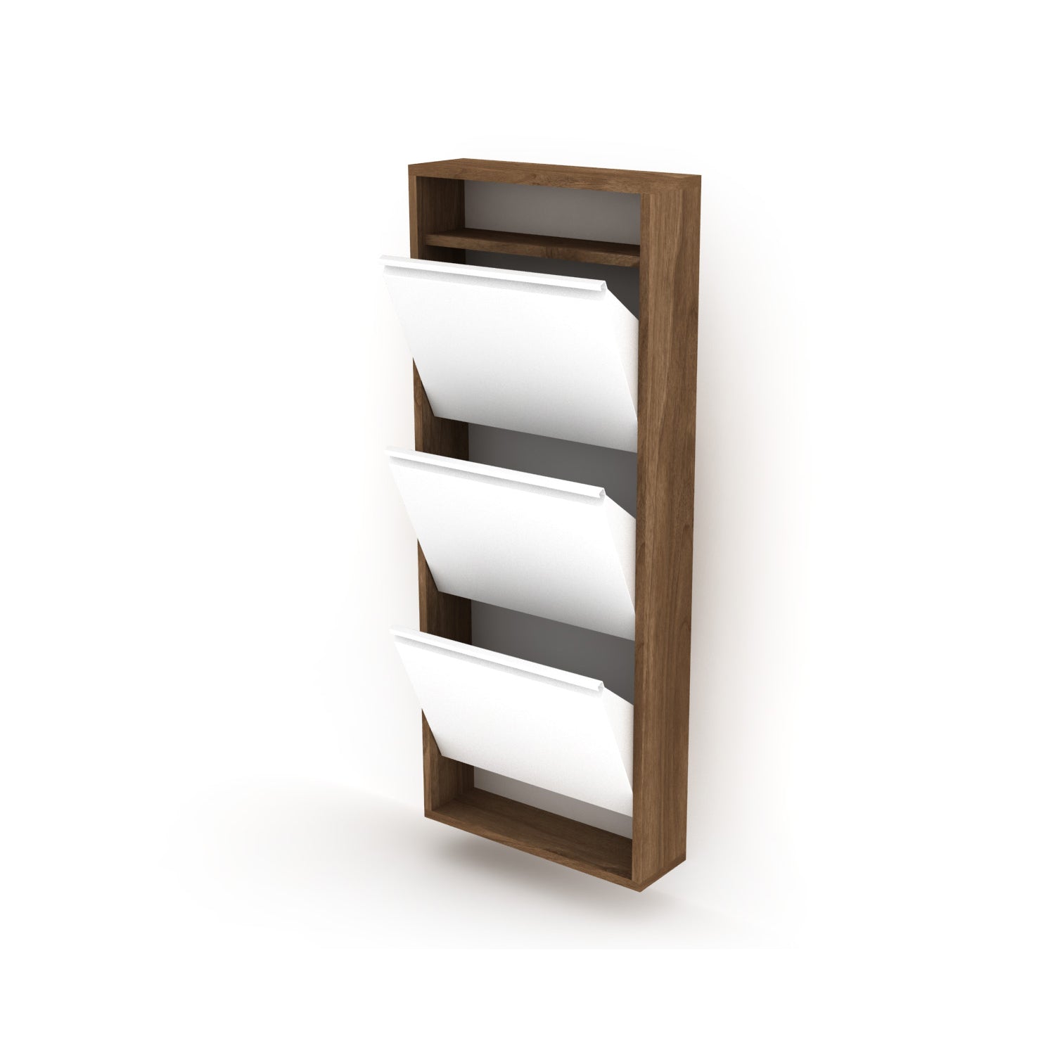 Home Canvas Furniture Trading LLC.Wall Mounted Hide Shoe Cabinet - Walnut Shoe Cabinet 